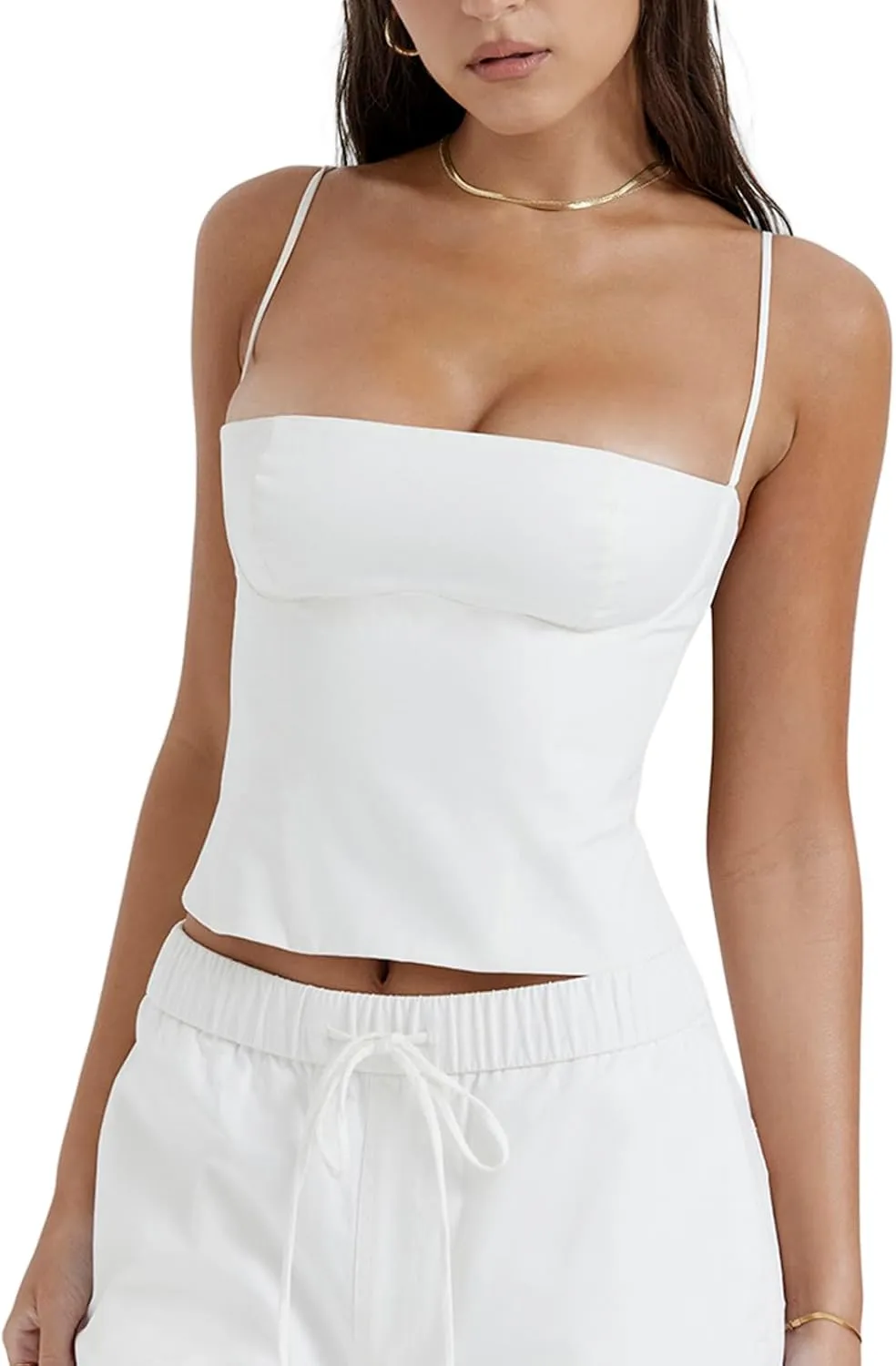 Women Y2k V Neck Camisole Tank Top Spaghetti Straps Lace Patchwork Summer Tops for Party Club