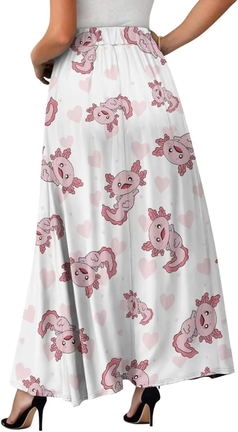 Women's Casual Skirt High Waiste Pleated Long Maxi Swing Skirt Party Vacation Bridesmaid Wedding Guest Dresses