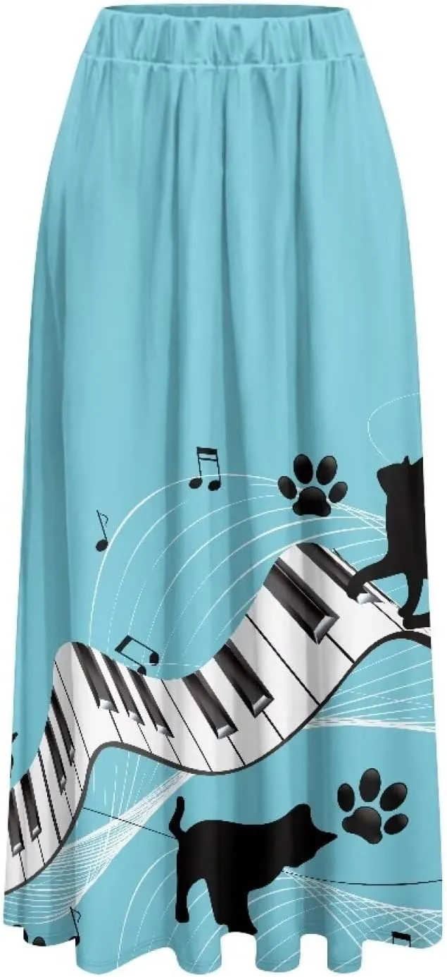 Women's Casual Skirt High Waiste Pleated Long Maxi Swing Skirt Party Vacation Bridesmaid Wedding Guest Dresses
