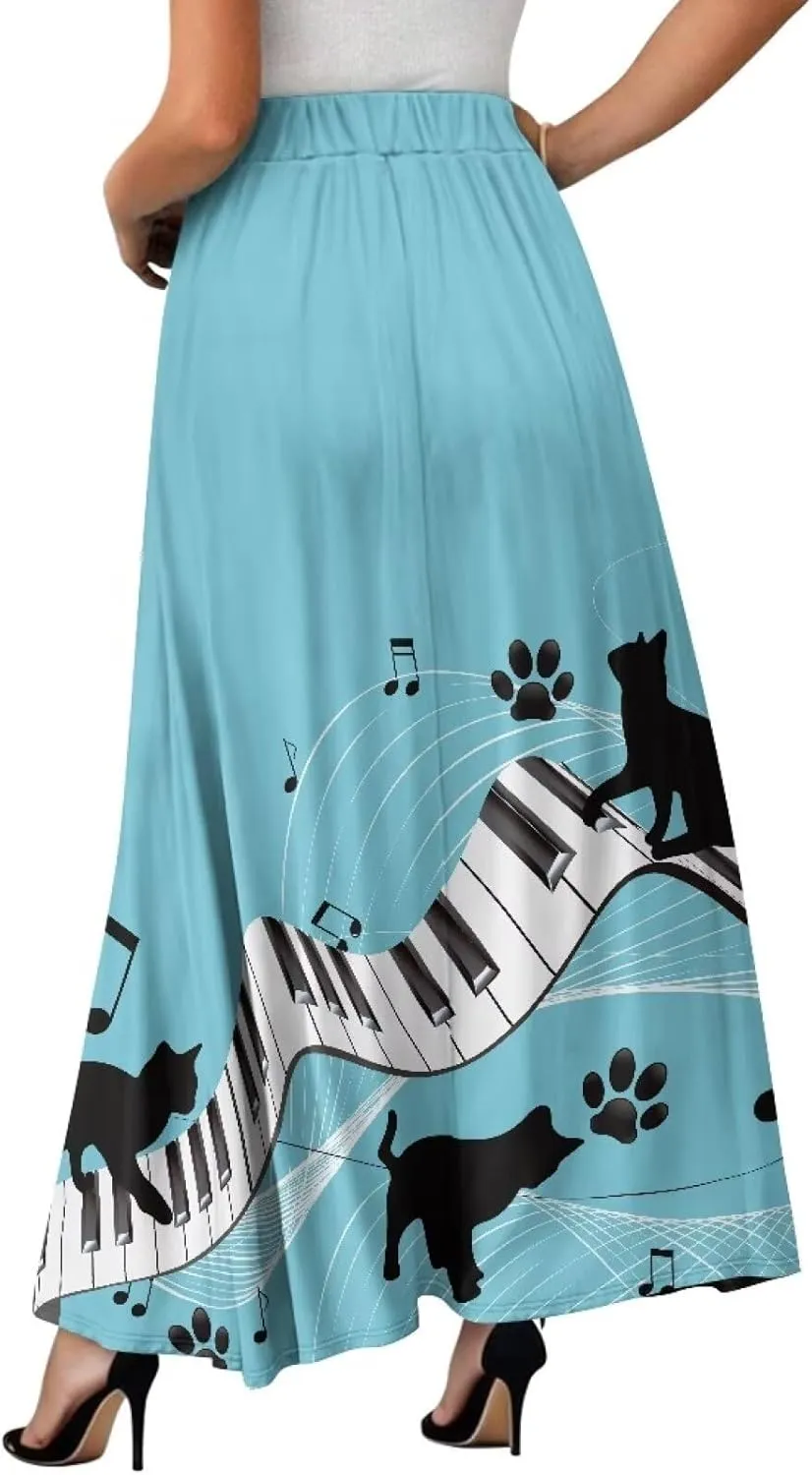 Women's Casual Skirt High Waiste Pleated Long Maxi Swing Skirt Party Vacation Bridesmaid Wedding Guest Dresses