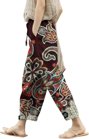 Women's Clothing Summer Casual Drawstring Pants Flowy Wide Leg Beach Trousers with Pockets Fleece Lined Leggings