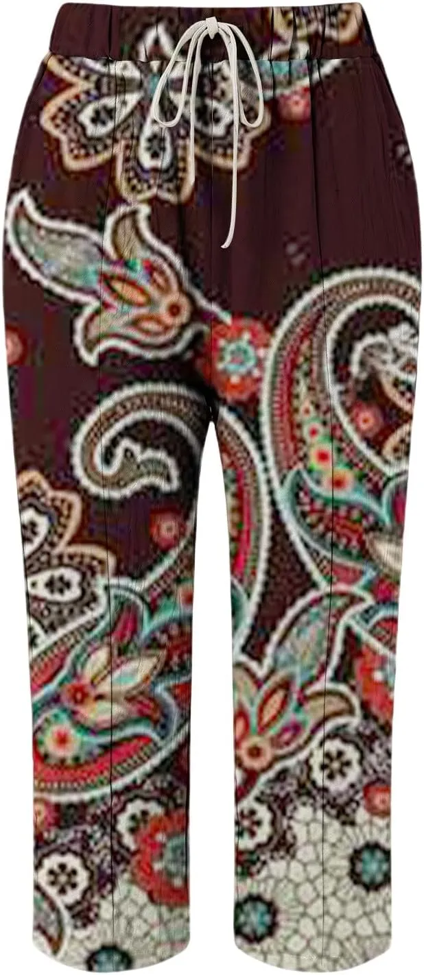 Women's Clothing Summer Casual Drawstring Pants Flowy Wide Leg Beach Trousers with Pockets Fleece Lined Leggings