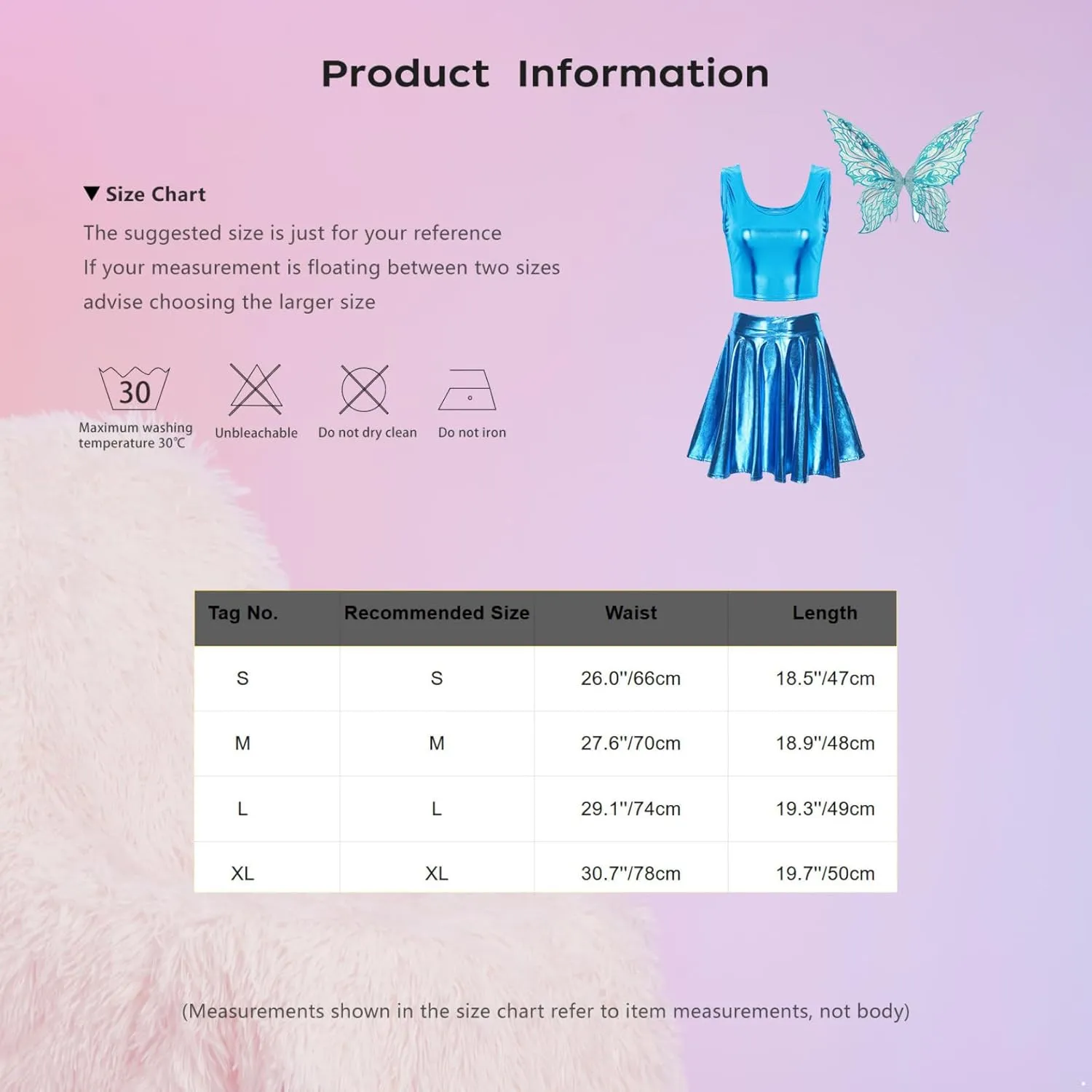 Women's Fairy Princess Costume Sets 3 Piece Glossy Metallic Costume Sets Sleeveless Camisole and Mini Skirt