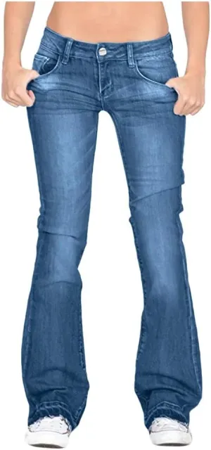 Women's Flare Jeans High Waisted Wide Leg Bell Bottom Denim Pants Butt Lift Retro Bootcut Stretch Trouser with Pockets