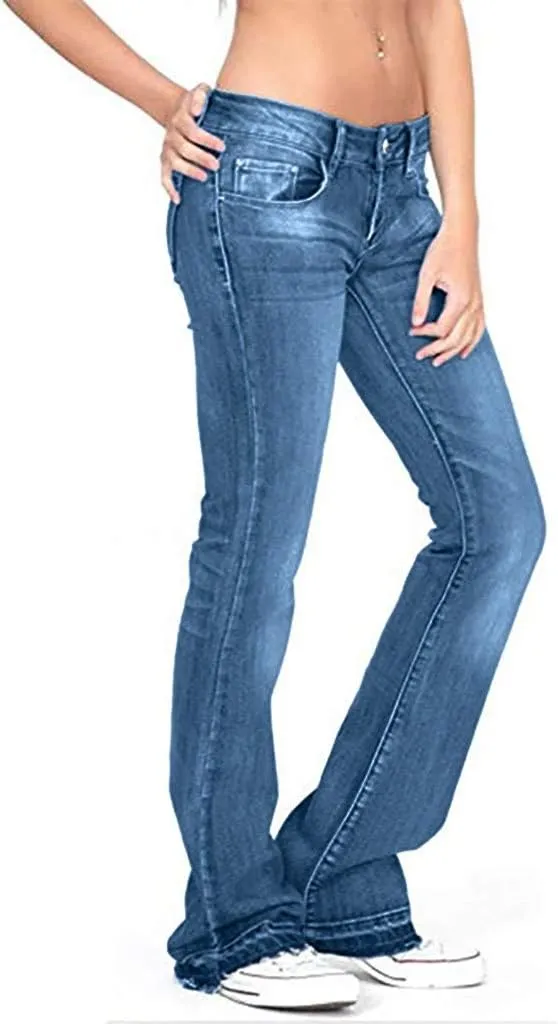 Women's Flare Jeans High Waisted Wide Leg Bell Bottom Denim Pants Butt Lift Retro Bootcut Stretch Trouser with Pockets