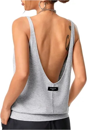 Women's Open Back Sleeveless Tank Tops Scoop Neck Backless Summer Camisole Going Out Top