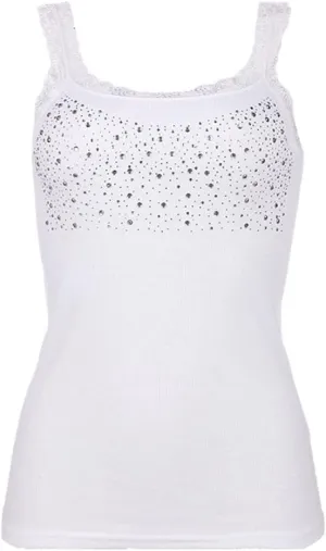 Women's Rhinestone Sequin Lace Sling Tank Top Slim Vest Casual Sexy Loose Solid Camisole