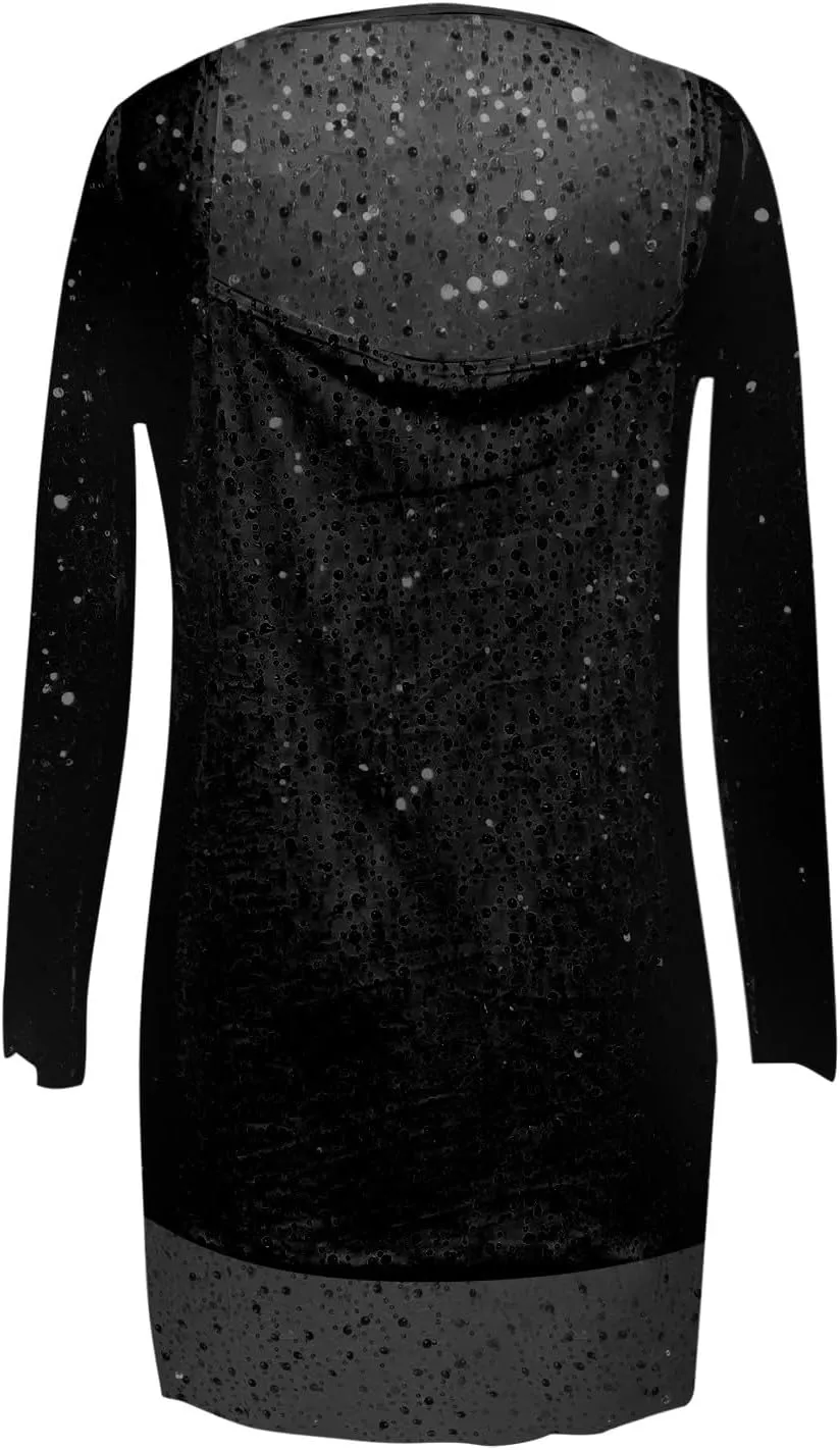 Women's Sequin Skirt Large and Small Beads See Through Mesh Two Piece Suspender Dress Casual Skirts for Women