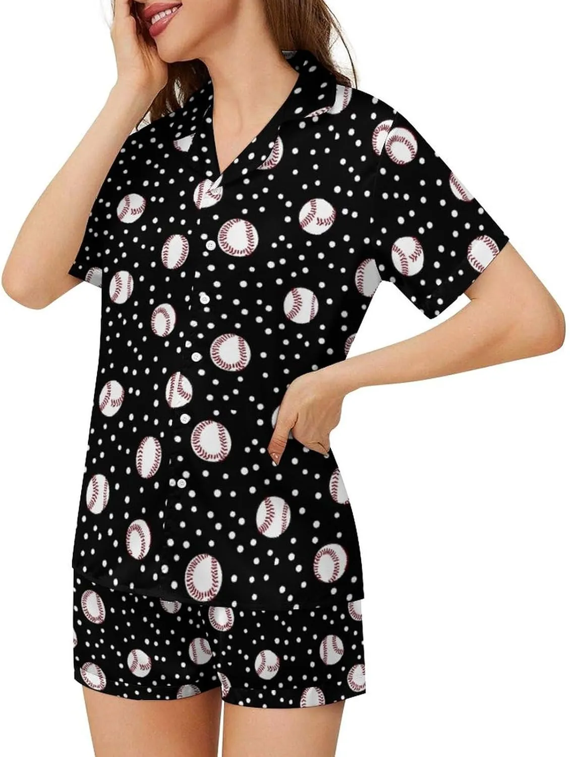 Women's Short Pajama 2 Piece Shorts Sleepwear Loungewear Tops Set