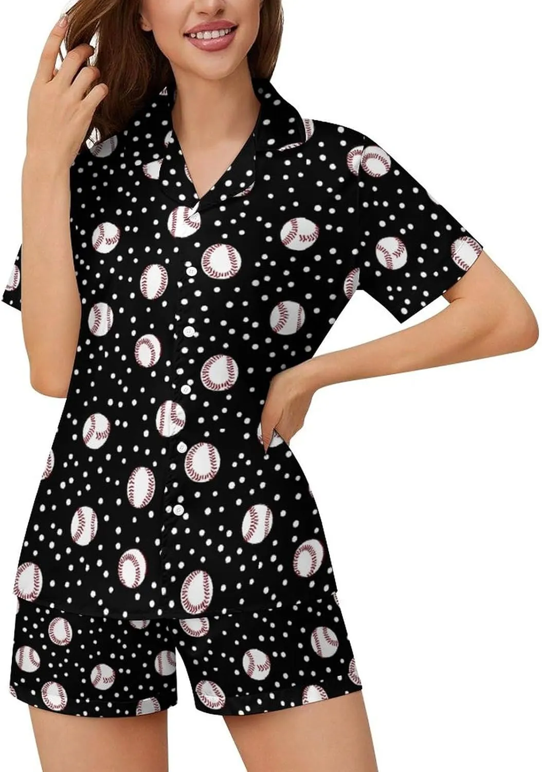 Women's Short Pajama 2 Piece Shorts Sleepwear Loungewear Tops Set
