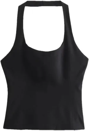 Women's Solid Color Casual Square Neck Cut Slim Mini Short Camisole Top