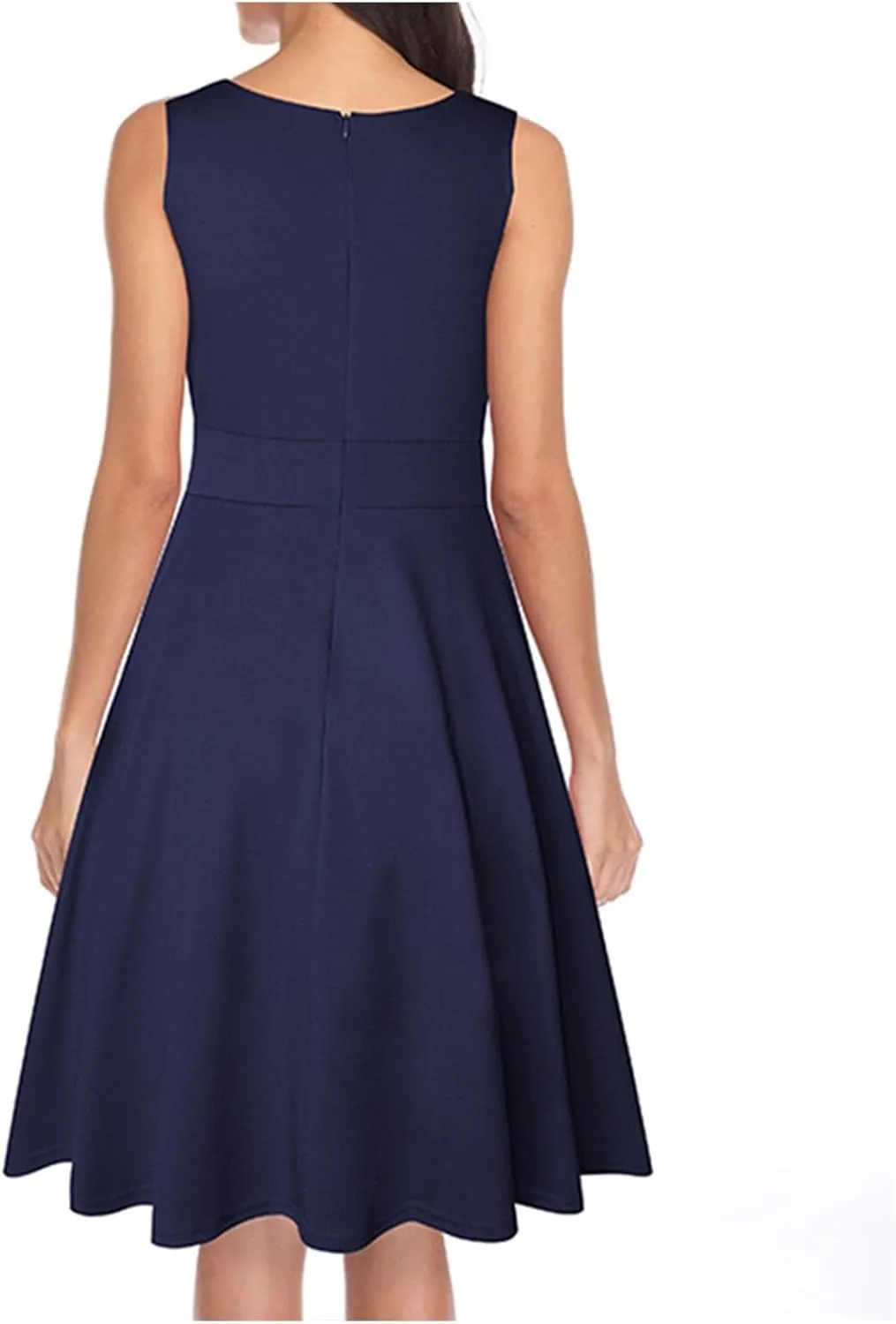 Womens Summer Dresses Fashion V Neck Solid Color Sleeveless Sexy Dress High Waisted Zip Up Casual Summer Midi Dress