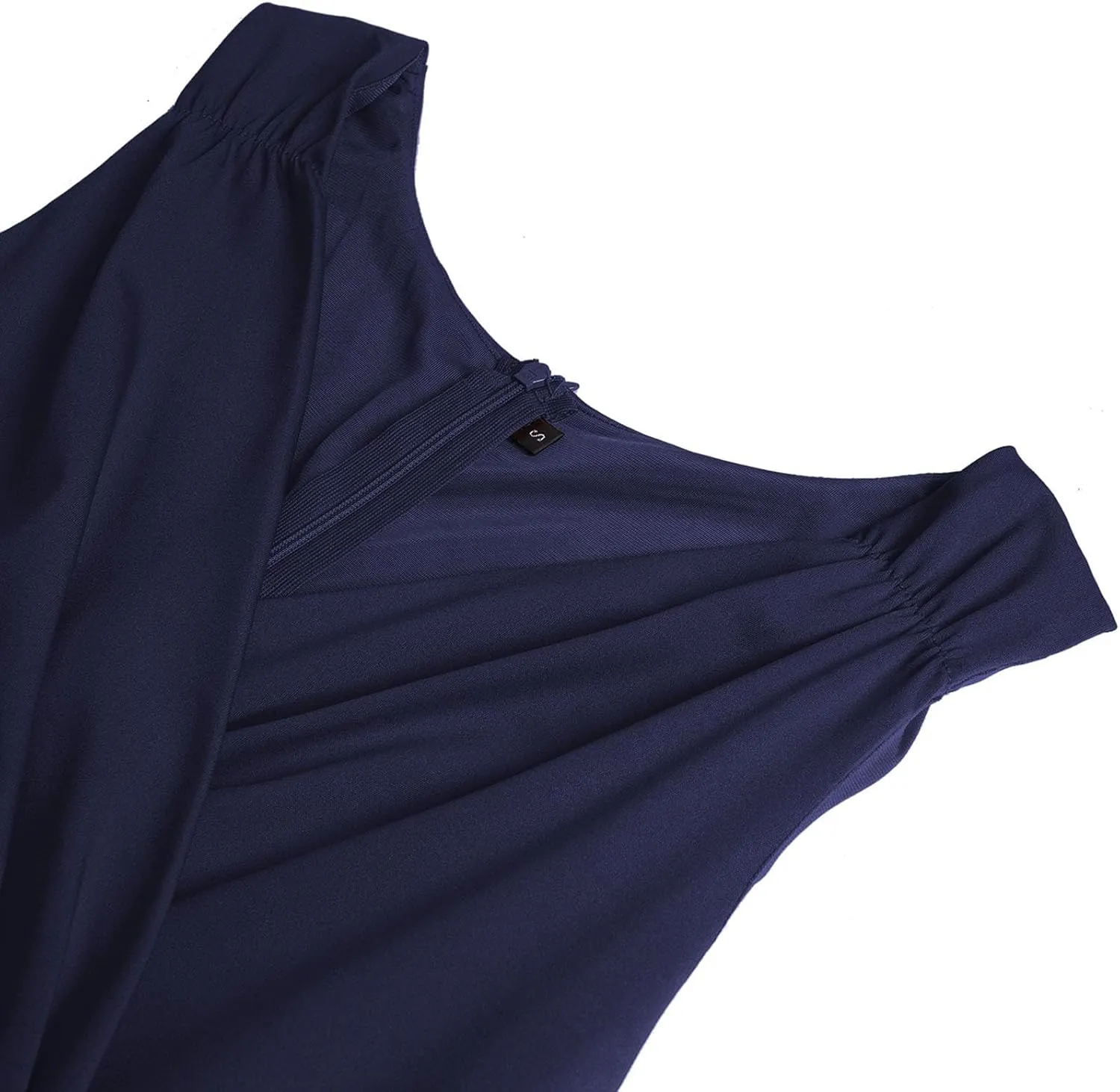 Womens Summer Dresses Fashion V Neck Solid Color Sleeveless Sexy Dress High Waisted Zip Up Casual Summer Midi Dress