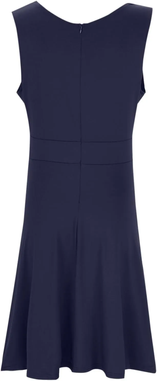 Womens Summer Dresses Fashion V Neck Solid Color Sleeveless Sexy Dress High Waisted Zip Up Casual Summer Midi Dress