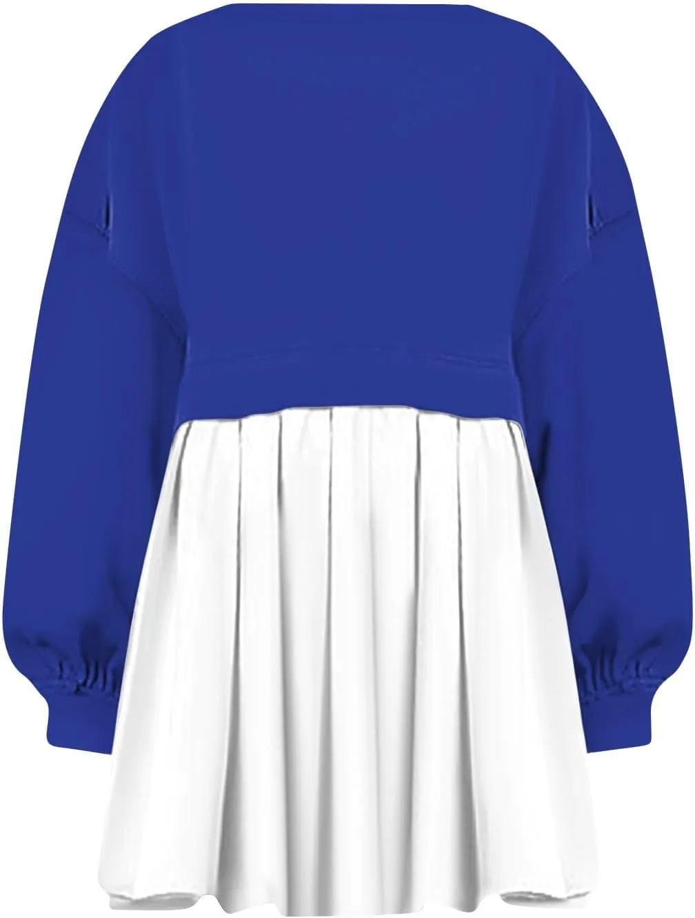 Womens Summer Dresses Oversized Sweatshirt Dress Neck Long Sleeve Patchwork Pullover Tops Sweatshirt Dress