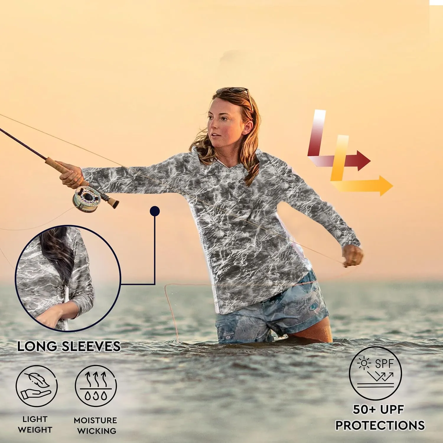 Women's UPF 50  UV Sun Protection Long Sleeve Fishing Shirts for Women- Lightweight Hiking Outdoor SPF Rash Guard Tops