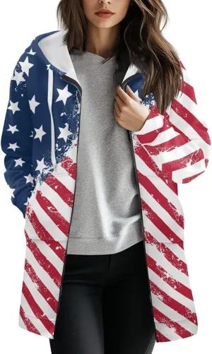 Women's Zip up Hoodies Long Sleeve Drawstring Hooded Sweatshirt Long Hoodie Jacket Coat with Pockets Size S-3XL