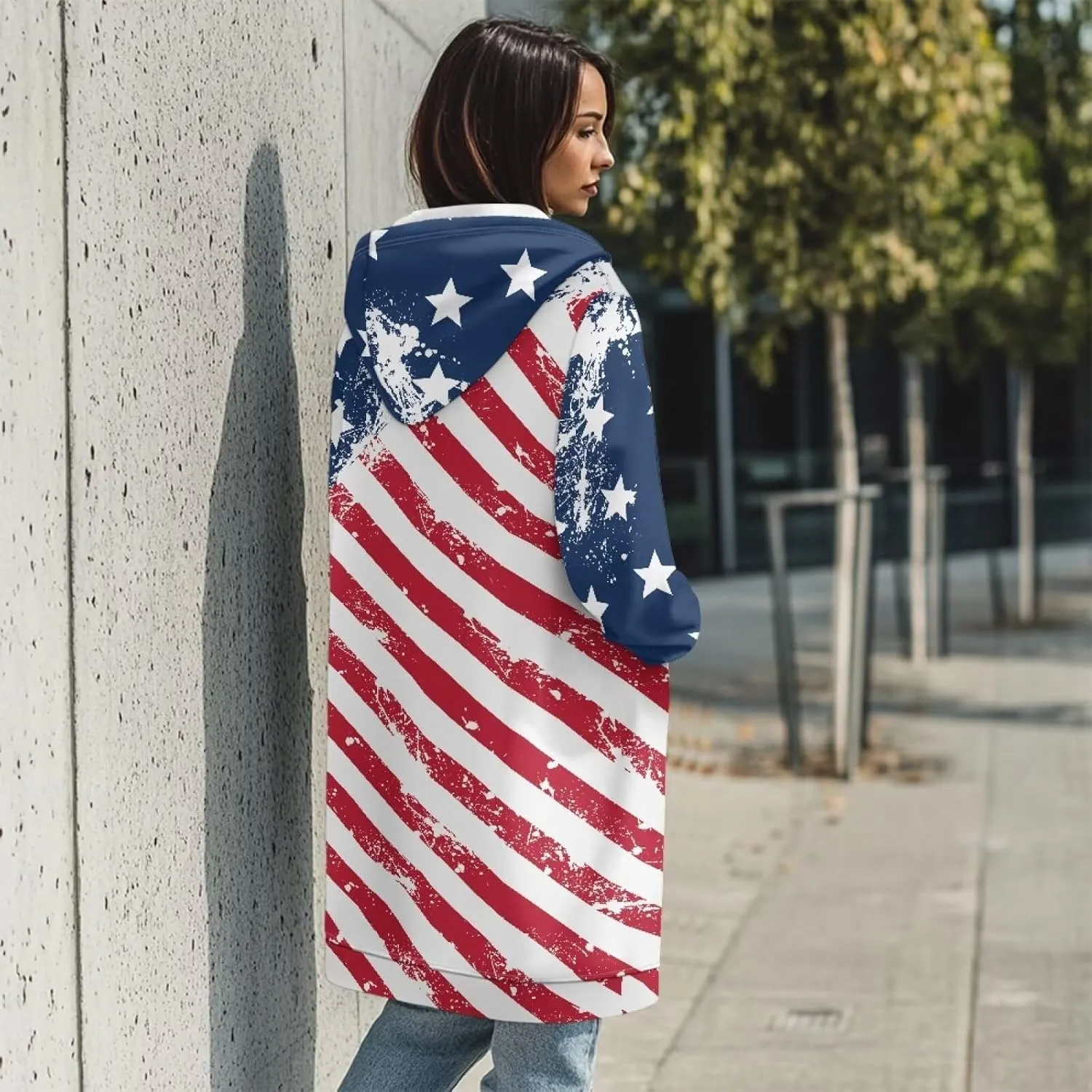 Women's Zip up Hoodies Long Sleeve Drawstring Hooded Sweatshirt Long Hoodie Jacket Coat with Pockets Size S-3XL