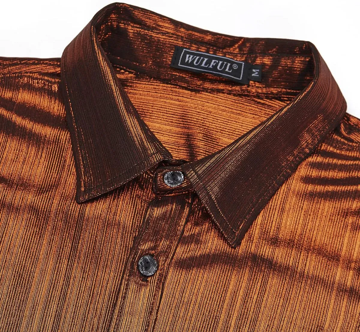 WULFUL Men Dress Shirt Sequins Long Sleeve Button Down Shirt Luxury Disco Party Nightclub Christmas Prom Costume