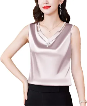 Wvapzxx M-4XL Women Tank Top Spring Summer 2024 Hollow Out Camisole V Neck Korean Casual Sleeveless Vest