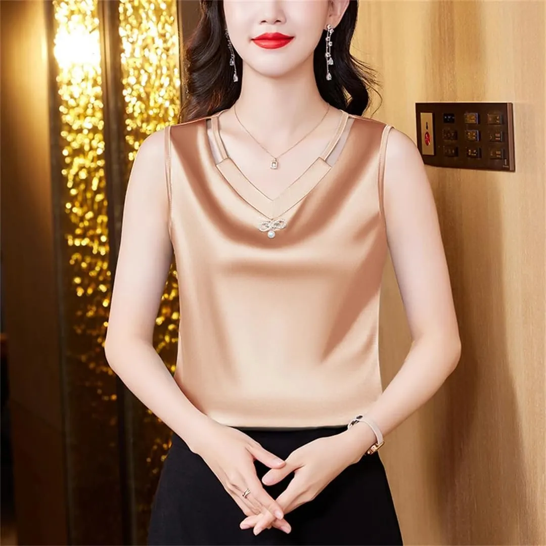 Wvapzxx M-4XL Women Tank Top Spring Summer 2024 Hollow Out Camisole V Neck Korean Casual Sleeveless Vest