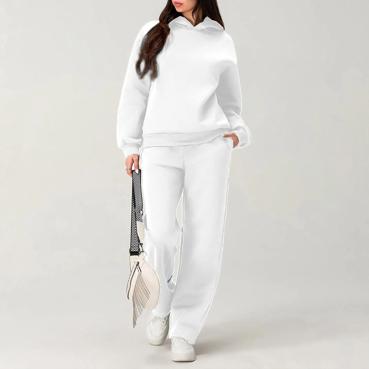 XBTCLXEBCO Bow Print Sweat Set for Women Oversized Sweatshirt and Sweatpants 2 Piece Lounge Set Fall Matching Tracksuit