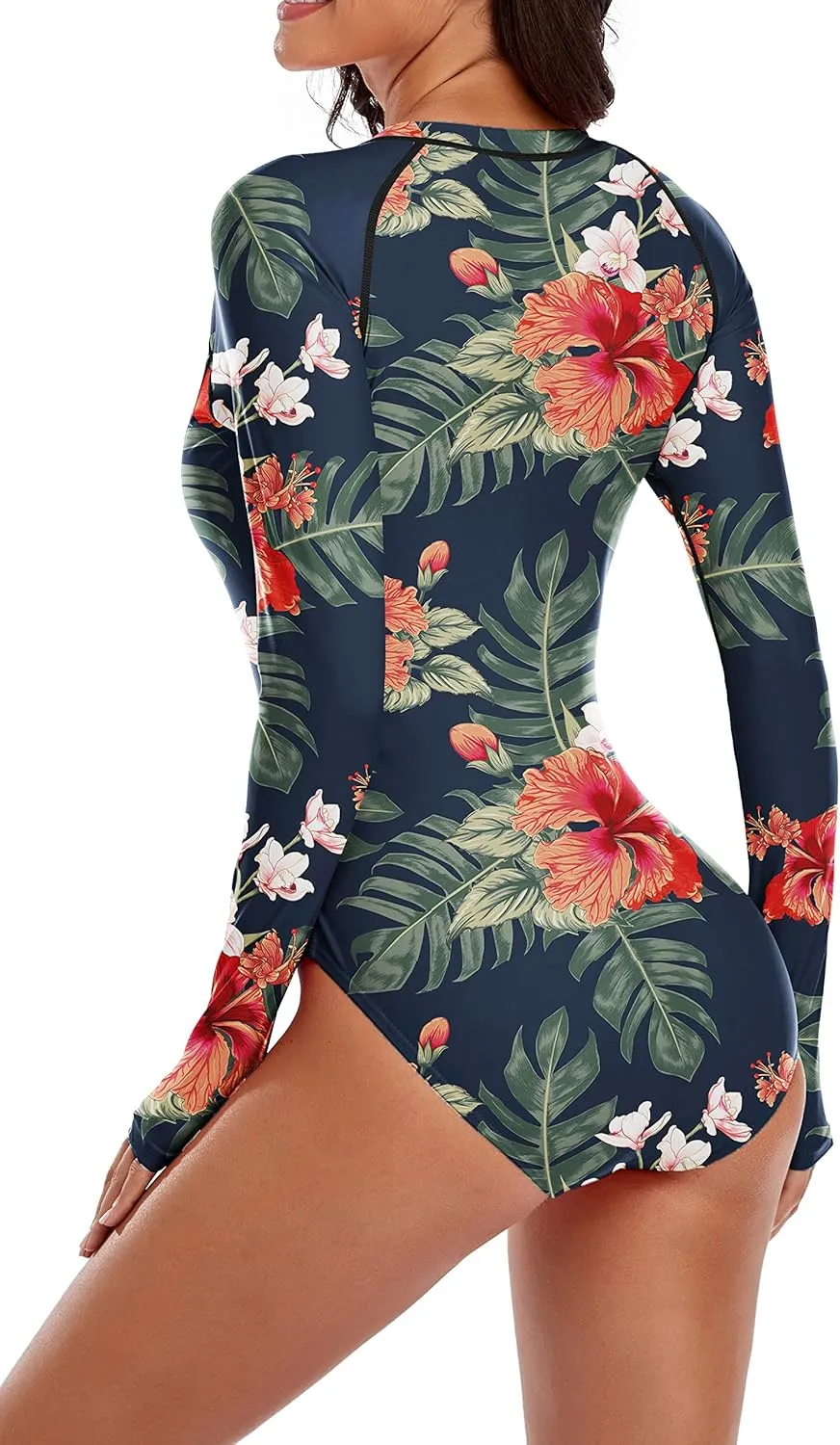 YATEEN Womens Athletic Training Swimsuit Long Sleeve Rashguard