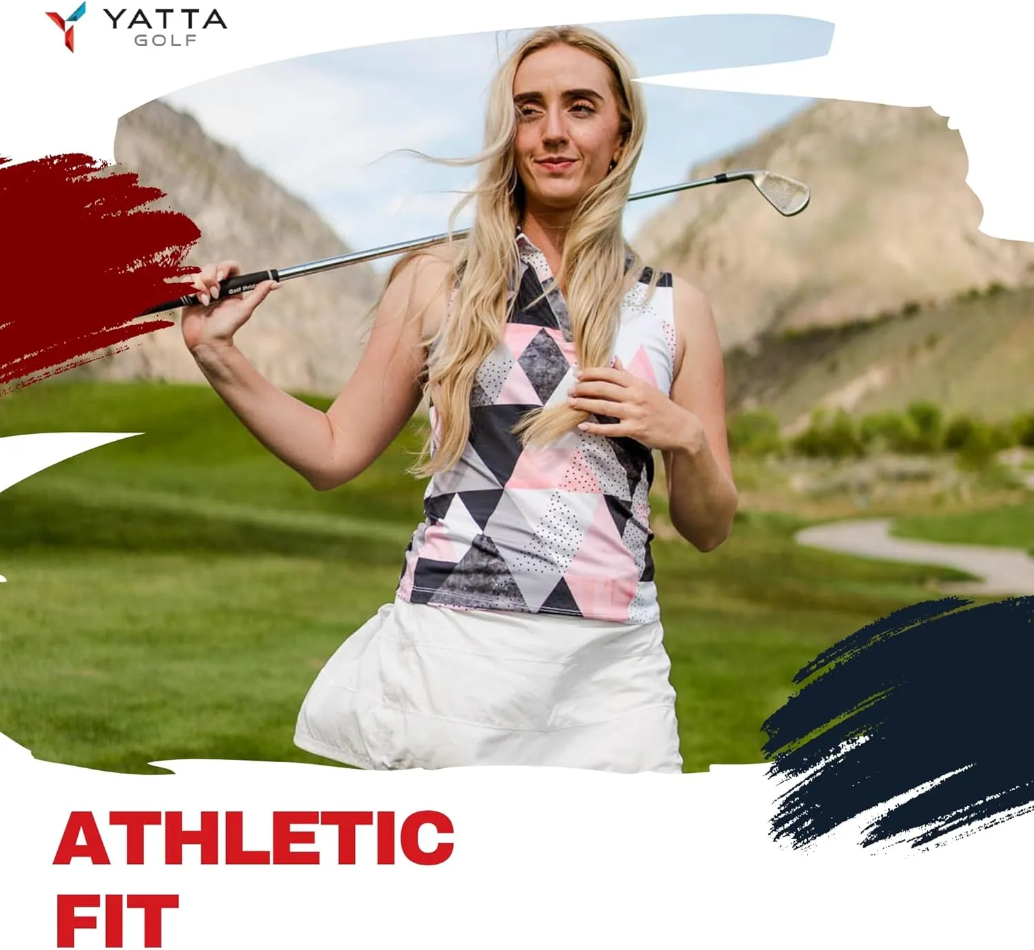 YATTA GOLF Performance Sleeveless Golf Polo for Women - Moisture Wicking V-Neck Golf Polo Shirts Workout Golf Tank Tops