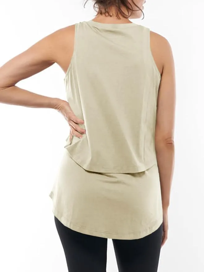 ZDC Women's Maternity Nursing Tank Tops Sleeveless Double Layer Breastfeeding Shirts Summer Pregnancy Clothes