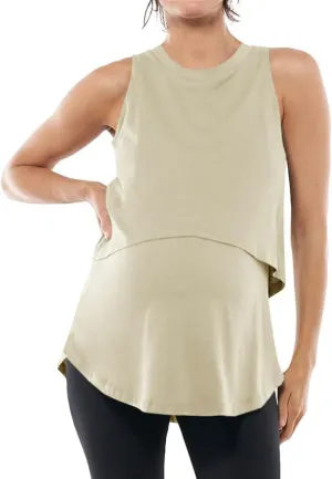 ZDC Women's Maternity Nursing Tank Tops Sleeveless Double Layer Breastfeeding Shirts Summer Pregnancy Clothes
