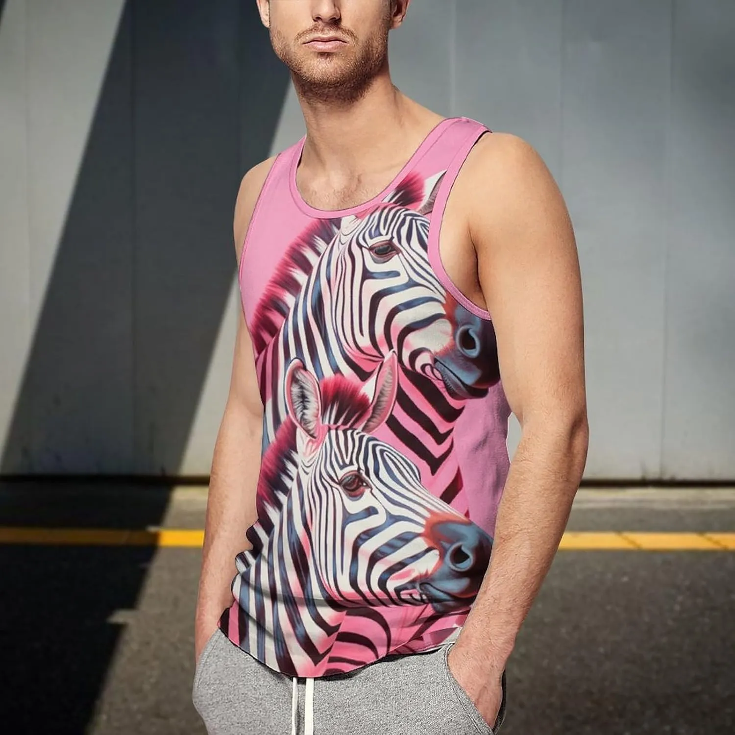 Zebra Men's Tank Top Sleeveless T-Shirt Pullover Vest Shirts Gym Workout Beach Funny