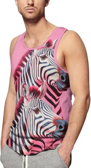 Zebra Men's Tank Top Sleeveless T-Shirt Pullover Vest Shirts Gym Workout Beach Funny