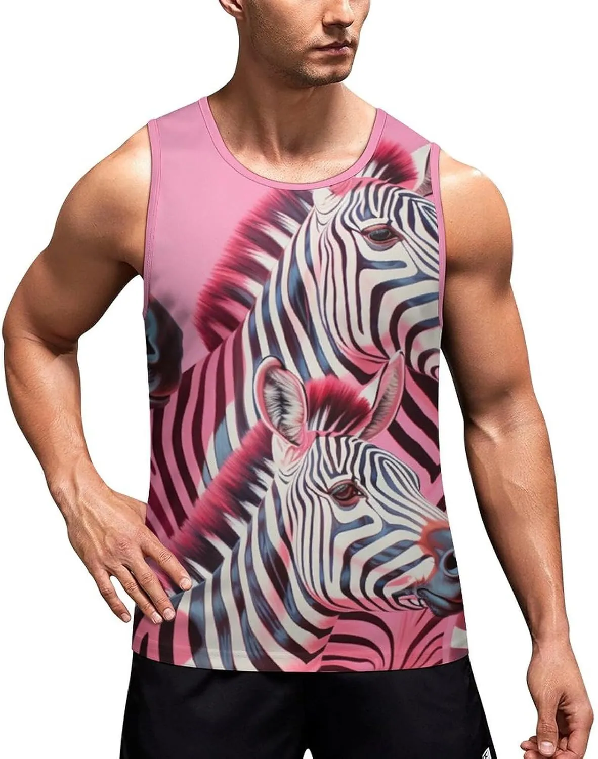 Zebra Men's Tank Top Sleeveless T-Shirt Pullover Vest Shirts Gym Workout Beach Funny
