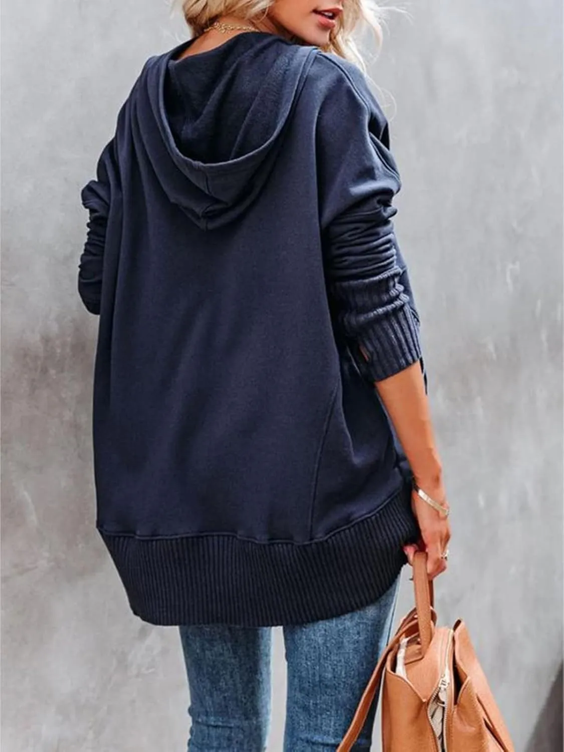 Zwurew Hoodies for Women Oversized Sweatshirt Pullover Long Sleeve Tops Henley Shirt with Pocket