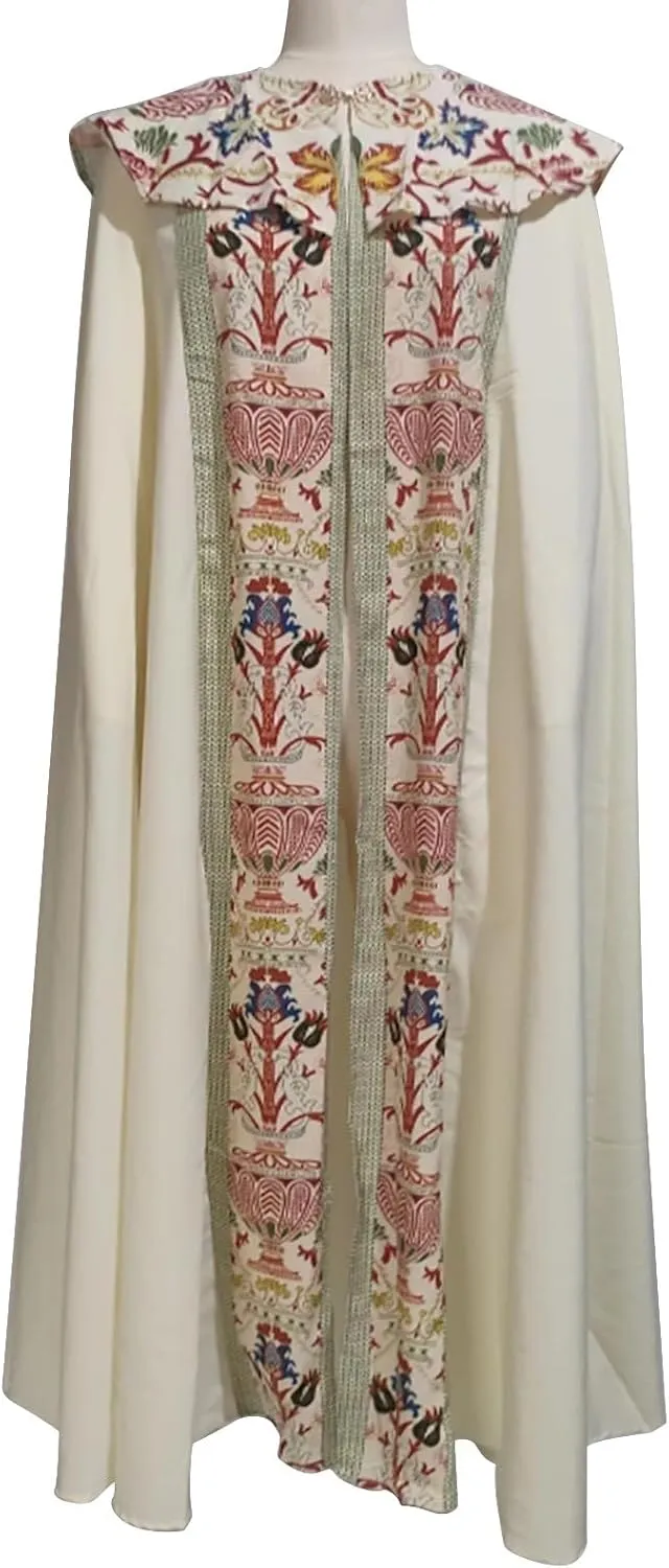 ZYXTIM Medieval Church Clergy Cloak Lauxury Embroidary Vintage Renaissance Long Cape Robe Halloween Christmas Fancy Cape