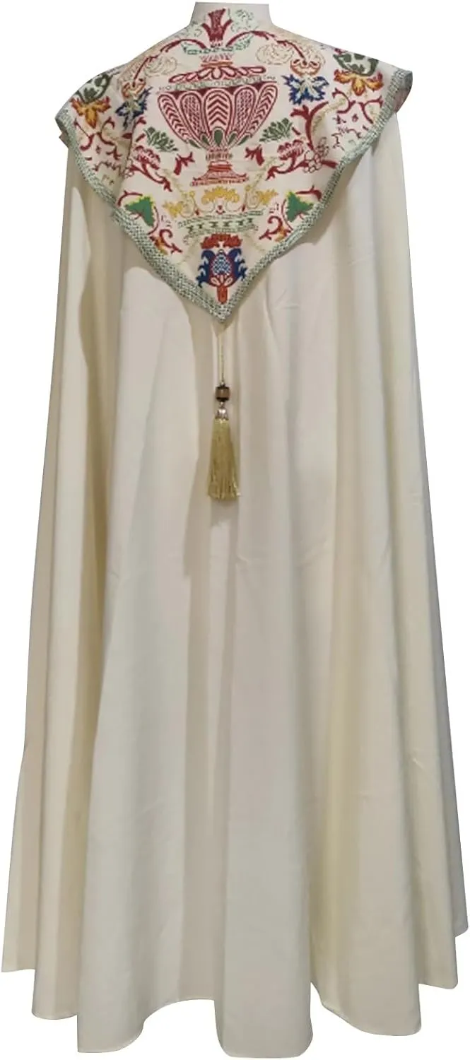 ZYXTIM Medieval Church Clergy Cloak Lauxury Embroidary Vintage Renaissance Long Cape Robe Halloween Christmas Fancy Cape